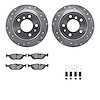 7612-31013 Drilled/Slotted Brake Rotors w/5000 Euro Ceramic Brake Pads Kit & Hardware [Silver], 1981-1986 BMW, Position: Rear - image 1