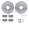 7612-31015 Drilled/Slotted Brake Rotors w/5000 Euro Ceramic Brake Pads Kit & Hardware [Silver], 1984-1991 BMW, Position: Front - image 1