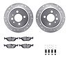 7612-31016 Drilled/Slotted Brake Rotors w/5000 Euro Ceramic Brake Pads Kit & Hardware [Silver], 1984-1991 BMW, Position: Rear - image 1