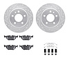 7612-31019 Drilled/Slotted Brake Rotors w/5000 Euro Ceramic Brake Pads Kit & Hardware [Silver], 1987-1992 BMW, Position: Rear - image 1
