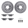7612-31022 Drilled/Slotted Brake Rotors w/5000 Euro Ceramic Brake Pads Kit & Hardware [Silver], 1989-1995 BMW, Position: Rear - image 1