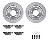 7612-31023 Drilled/Slotted Brake Rotors w/5000 Euro Ceramic Brake Pads Kit & Hardware [Silver], 1988-1994 BMW, Position: Rear - image 1