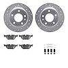 7612-31024 Drilled/Slotted Brake Rotors w/5000 Euro Ceramic Brake Pads Kit & Hardware [Silver], 1988-1991 BMW, Position: Rear - image 1