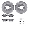 7612-31025 Drilled/Slotted Brake Rotors w/5000 Euro Ceramic Brake Pads Kit & Hardware [Silver], 1991-1998 BMW, Position: Front - image 1