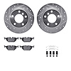 7612-31027 Drilled/Slotted Brake Rotors w/5000 Euro Ceramic Brake Pads Kit & Hardware [Silver], 1991-1999 BMW, Position: Rear - image 1