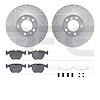 7612-31028 Drilled/Slotted Brake Rotors w/5000 Euro Ceramic Brake Pads Kit & Hardware [Silver], 1995-2001 BMW, Position: Front - image 1