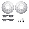 7612-31031 Drilled/Slotted Brake Rotors w/5000 Euro Ceramic Brake Pads Kit & Hardware [Silver], 1991-1993 BMW, Position: Front - image 1