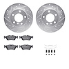 7612-31035 Drilled/Slotted Brake Rotors w/5000 Euro Ceramic Brake Pads Kit & Hardware [Silver], 1995-1998 BMW, Position: Front - image 1