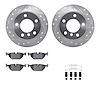 7612-31036 Drilled/Slotted Brake Rotors w/5000 Euro Ceramic Brake Pads Kit & Hardware [Silver], 1995-1999 BMW, Position: Rear - image 1