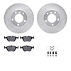 7612-31040 Drilled/Slotted Brake Rotors w/5000 Euro Ceramic Brake Pads Kit & Hardware [Silver], 1996-2003 BMW, Position: Front - image 1