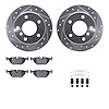 7612-31042 Drilled/Slotted Brake Rotors w/5000 Euro Ceramic Brake Pads Kit & Hardware [Silver], 1996-2002 BMW, Position: Rear - image 1