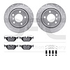 7612-31044 Drilled/Slotted Brake Rotors w/5000 Euro Ceramic Brake Pads Kit & Hardware [Silver], 1999-2006 BMW, Position: Rear - image 1