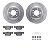 7612-31045 Drilled/Slotted Brake Rotors w/5000 Euro Ceramic Brake Pads Kit & Hardware [Silver], 2001-2008 BMW, Position: Front - image 1