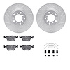 7612-31050 Drilled/Slotted Brake Rotors w/5000 Euro Ceramic Brake Pads Kit & Hardware [Silver], 2001-2005 BMW, Position: Front - image 1