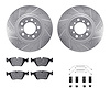 7612-31051 Drilled/Slotted Brake Rotors w/5000 Euro Ceramic Brake Pads Kit & Hardware [Silver], 2006-2006 BMW, Position: Front - image 1