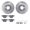 7612-31052 Drilled/Slotted Brake Rotors w/5000 Euro Ceramic Brake Pads Kit & Hardware [Silver], 2000-2003 BMW, Position: Front - image 1