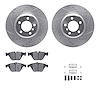 7612-31053 Drilled/Slotted Brake Rotors w/5000 Euro Ceramic Brake Pads Kit & Hardware [Silver], 2002-2008 BMW, Position: Front - image 1