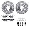 7612-31055 Drilled/Slotted Brake Rotors w/5000 Euro Ceramic Brake Pads Kit & Hardware [Silver], 2003-2006 BMW, Position: Rear - image 1