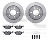 7612-31056 Drilled/Slotted Brake Rotors w/5000 Euro Ceramic Brake Pads Kit & Hardware [Silver], 2003-2008 BMW, Position: Rear - image 1