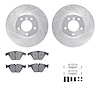 7612-31058 Drilled/Slotted Brake Rotors w/5000 Euro Ceramic Brake Pads Kit & Hardware [Silver], 2008-2010 BMW, Position: Front - image 1