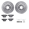 7612-31060 Drilled/Slotted Brake Rotors w/5000 Euro Ceramic Brake Pads Kit & Hardware [Silver], 2004-2010 BMW, Position: Rear - image 1
