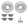 7612-31062 Drilled/Slotted Brake Rotors w/5000 Euro Ceramic Brake Pads Kit & Hardware [Silver], 2004-2010 BMW, Position: Rear - image 1