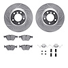 7612-31066 Drilled/Slotted Brake Rotors w/5000 Euro Ceramic Brake Pads Kit & Hardware [Silver], 2006-2012 BMW, Position: Front - image 1