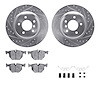 7612-31067 Drilled/Slotted Brake Rotors w/5000 Euro Ceramic Brake Pads Kit & Hardware [Silver], 2006-2015 BMW, Position: Rear - image 1