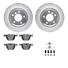 7612-31068 Drilled/Slotted Brake Rotors w/5000 Euro Ceramic Brake Pads Kit & Hardware [Silver], 2006-2010 BMW, Position: Rear - image 1