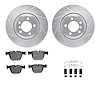 7612-31069 Drilled/Slotted Brake Rotors w/5000 Euro Ceramic Brake Pads Kit & Hardware [Silver], 2005-2008 BMW, Position: Rear - image 1