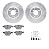 7612-31072 Drilled/Slotted Brake Rotors w/5000 Euro Ceramic Brake Pads Kit & Hardware [Silver], 2007-2015 BMW, Position: Front - image 1