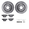 7612-31073 Drilled/Slotted Brake Rotors w/5000 Euro Ceramic Brake Pads Kit & Hardware [Silver], 2007-2008 BMW, Position: Rear - image 1
