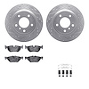 7612-31075 Drilled/Slotted Brake Rotors w/5000 Euro Ceramic Brake Pads Kit & Hardware [Silver], 2008-2013 BMW, Position: Rear - image 1