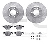 7612-31076 Drilled/Slotted Brake Rotors w/5000 Euro Ceramic Brake Pads Kit & Hardware [Silver], 2007-2015 BMW, Position: Front - image 1
