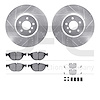 7612-31079 Drilled/Slotted Brake Rotors w/5000 Euro Ceramic Brake Pads Kit & Hardware [Silver], 2009-2017 BMW, Position: Front - image 1