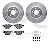 7612-31082 Drilled/Slotted Brake Rotors w/5000 Euro Ceramic Brake Pads Kit & Hardware [Silver], 2011-2019 BMW, Position: Front - image 1
