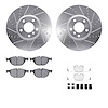 7612-31084 Drilled/Slotted Brake Rotors w/5000 Euro Ceramic Brake Pads Kit & Hardware [Silver], 2010-2018 BMW, Position: Front - image 1