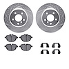 7612-31087 Drilled/Slotted Brake Rotors w/5000 Euro Ceramic Brake Pads Kit & Hardware [Silver], 2011-2016 BMW, Position: Rear - image 1