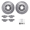 7612-31088 Drilled/Slotted Brake Rotors w/5000 Euro Ceramic Brake Pads Kit & Hardware [Silver], 2011-2016 BMW, Position: Front - image 1