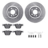 7612-31089 Drilled/Slotted Brake Rotors w/5000 Euro Ceramic Brake Pads Kit & Hardware [Silver], 2010-2017 BMW, Position: Rear - image 1