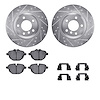 7612-31091 Drilled/Slotted Brake Rotors w/5000 Euro Ceramic Brake Pads Kit & Hardware [Silver], 2011-2016 BMW, Position: Rear - image 1