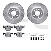 7612-31094 Drilled/Slotted Brake Rotors w/5000 Euro Ceramic Brake Pads Kit & Hardware [Silver], 2012-2020 BMW, Position: Rear - image 1