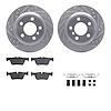 7612-31095 Drilled/Slotted Brake Rotors w/5000 Euro Ceramic Brake Pads Kit & Hardware [Silver], 2012-2021 BMW, Position: Rear - image 1