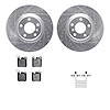 7612-31097 Drilled/Slotted Brake Rotors w/5000 Euro Ceramic Brake Pads Kit & Hardware [Silver], 2012-2020 BMW, Position: Rear - image 1