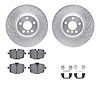 7612-31101 Drilled/Slotted Brake Rotors w/5000 Euro Ceramic Brake Pads Kit & Hardware [Silver], Fits Select BMW, Position: Rear - image 1