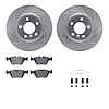 7612-31108 Drilled/Slotted Brake Rotors w/5000 Euro Ceramic Brake Pads Kit & Hardware [Silver], 2004-2010 BMW, Position: Front - image 1