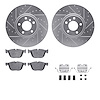 7612-31110 Drilled/Slotted Brake Rotors w/5000 Euro Ceramic Brake Pads Kit & Hardware [Silver], 2007-2018 BMW, Position: Front - image 1
