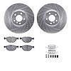 7612-31113 Drilled/Slotted Brake Rotors w/5000 Euro Ceramic Brake Pads Kit & Hardware [Silver], 2008-2019 BMW, Position: Front - image 1