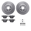 7612-31114 Drilled/Slotted Brake Rotors w/5000 Euro Ceramic Brake Pads Kit & Hardware [Silver], 2010-2014 BMW, Position: Rear - image 1