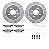 7612-31120 Drilled/Slotted Brake Rotors w/5000 Euro Ceramic Brake Pads Kit & Hardware [Silver], 1988-1990 BMW, Position: Rear - image 1
